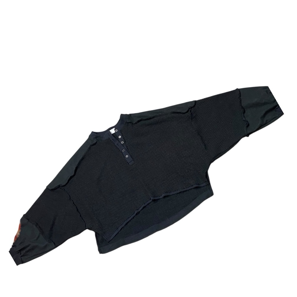 Urban Outfitters UO Out From Under Mel Cozy Pieced Henley Top Black S - Picture 5 of 14